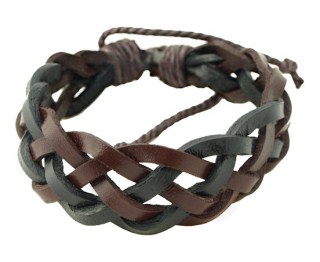 Gevlochten leren armband