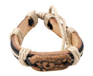 Lederen armband met hout